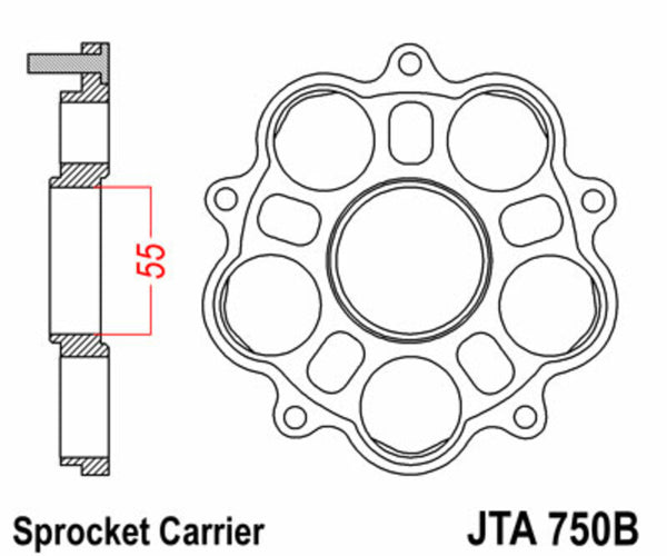 Zadní nosič JT Sprock - 5 Silentbloc Ducati JTA750B
