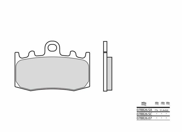 Brembo Street Sintered Metal Brake Pads - 07BB26SA 07BB26SA
