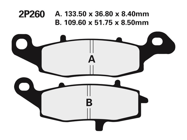 Nissin Street Semi-Metal Braked Pads-2P-260NS 2P-260ns