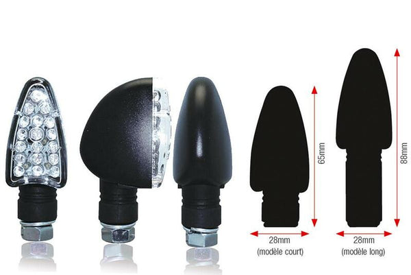Bihr Triangle LED Blinkers - Short Black Universal | 01-070SBK