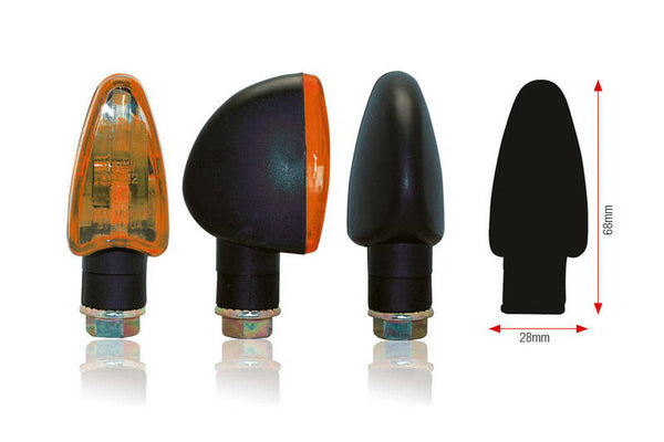 Bihr Triangle Blinkers - Black with orange lens | Universal 001-1 (pair)