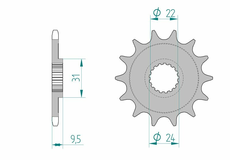 Afam Steel Self -Cleaning Front Sprock 22406 - 520