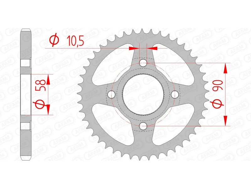 AFAM Steel Standard Rear Sprock 10223 - 428