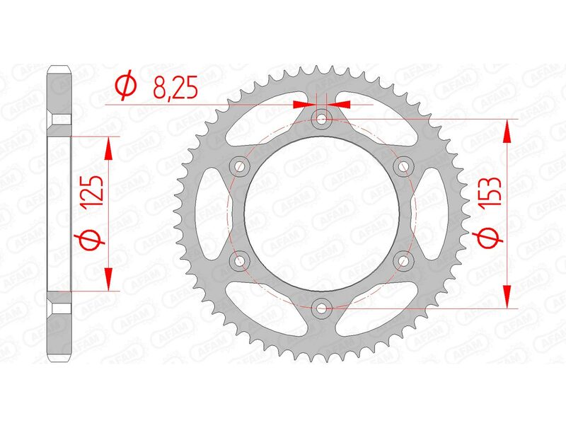 AFAM Steel Standard Bakdrev 10228 - 428 i stål med 428-kedjeprofil. Passar Honda XR 125 L JD19 och HM CRM F 125 X 125. Reservdel med 153 mm ytterdiameter.