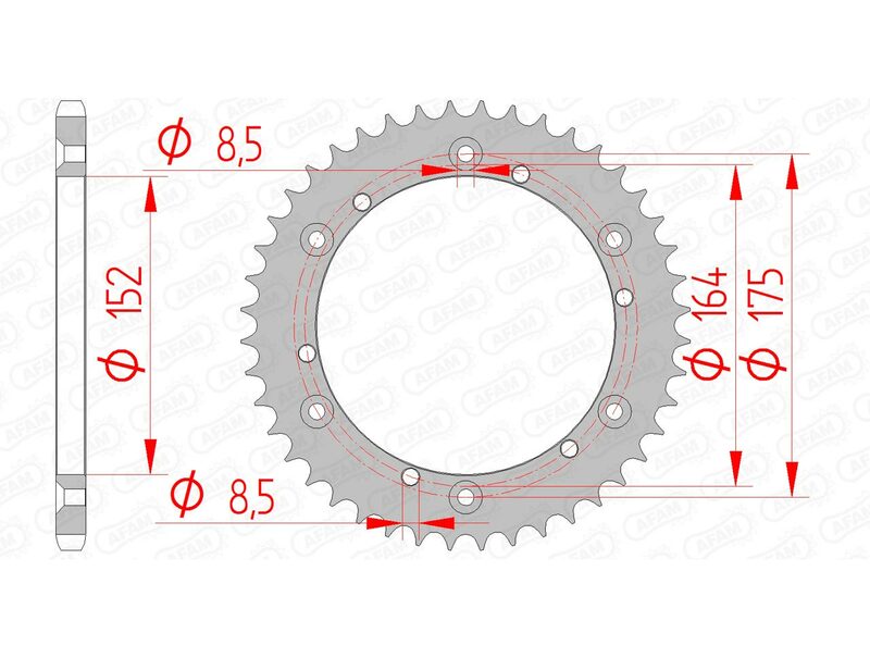 AFAM Steel Standardní zadním sprockem 12500 - 520