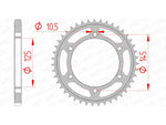 AFAM Steel Standard bakdrev 12603 - 525, kompatibelt med Yamaha TDM 850 årsmodeller 1995-2001. Precisionsdesign för optimal kraftöverföring.