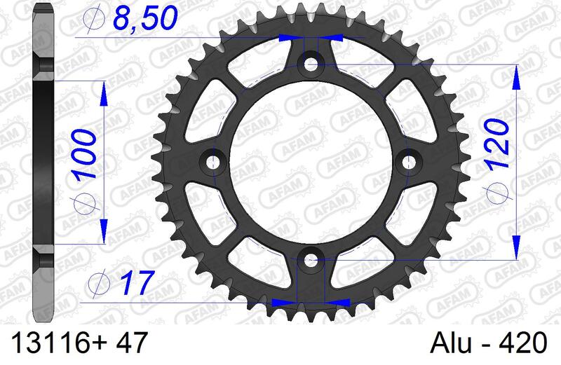 AFAM Aluminium Ultra -LIGHT Hard eloxovaný zadní SPROPET 13116 - 420