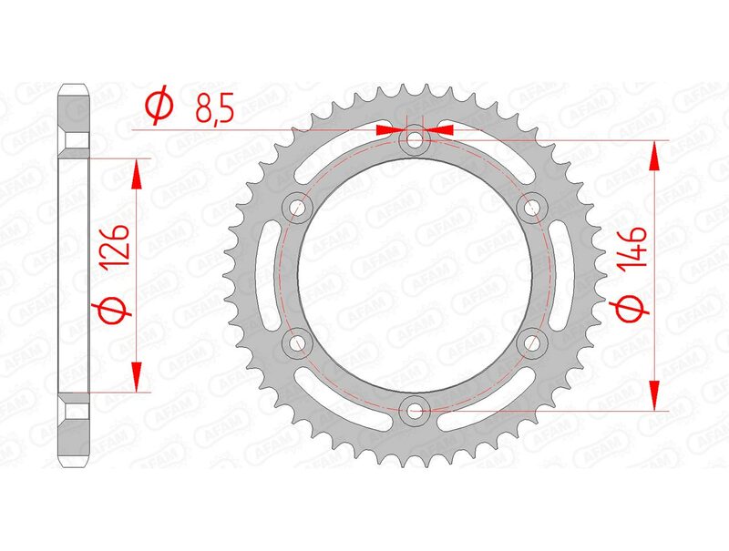 AFAM Steel Standardní zadní Sprock 14207 - 428