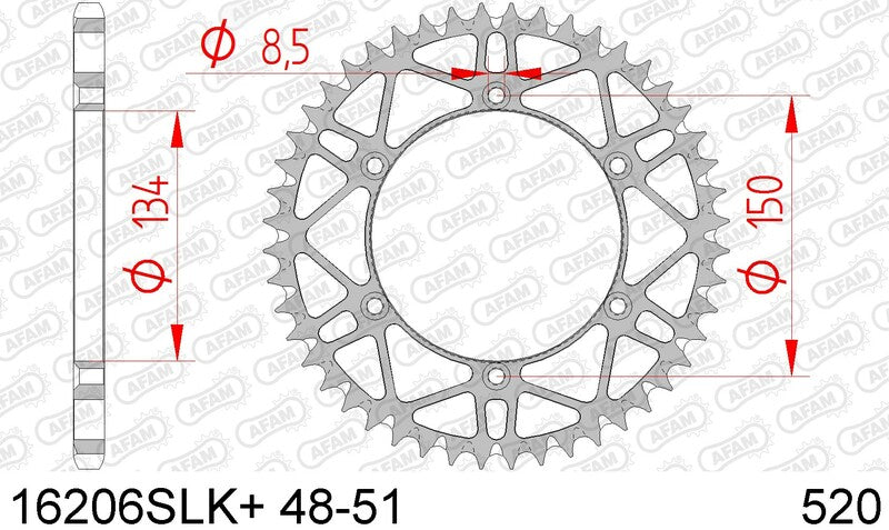 Afam Steel Self -Cleaning Back Sprock 16206 - 520