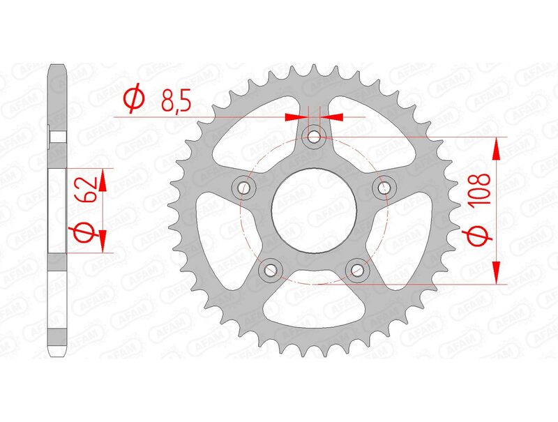 AFAM Steel Standardní zadním Sprock 44203 - 520