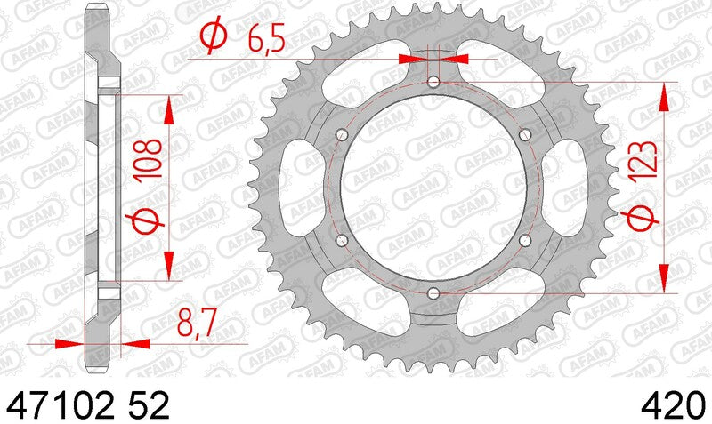 AFAM Steel Standardní zadním Sprock 47102 - 420