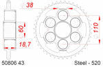 AFAM Steel Standardní zadním Sprock 50806 - 520