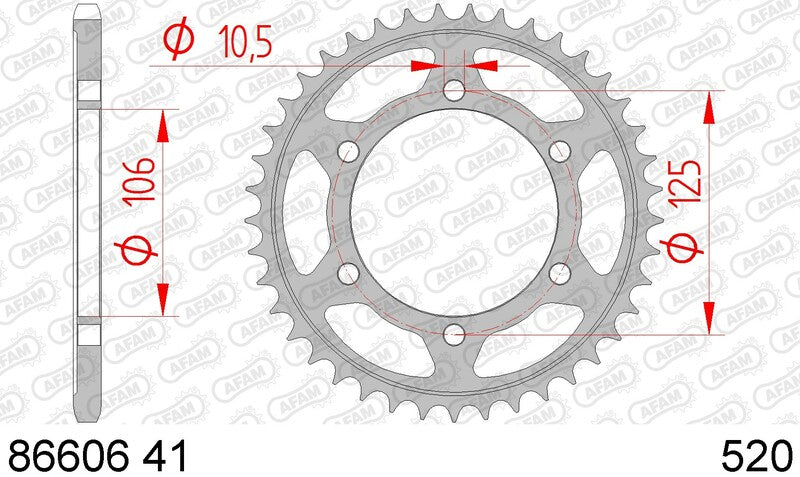 AFAM Steel Standard Rear Sprock 86606 - 520