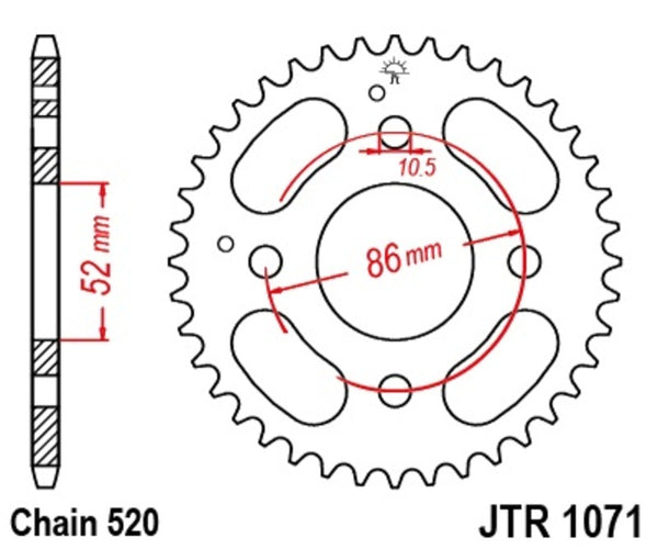 Standardní ocelový standard JT Sprock zadním Sprock 1071 - 520 JTR1071.30