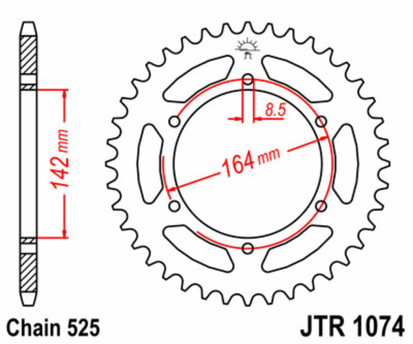 Standardní ocelový standard JT Sprock zadním Sprock 1074 - 525 JTR1074.44