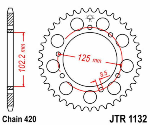 Standardní ocelový standard JT Sprock zadní Sprock 1132 - 420 JTR1132.53
