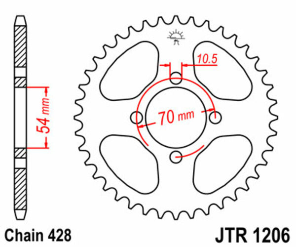 Standardní ocelový standard JT Sprock zadní Sprock 1206 - 428 JTR1206.42