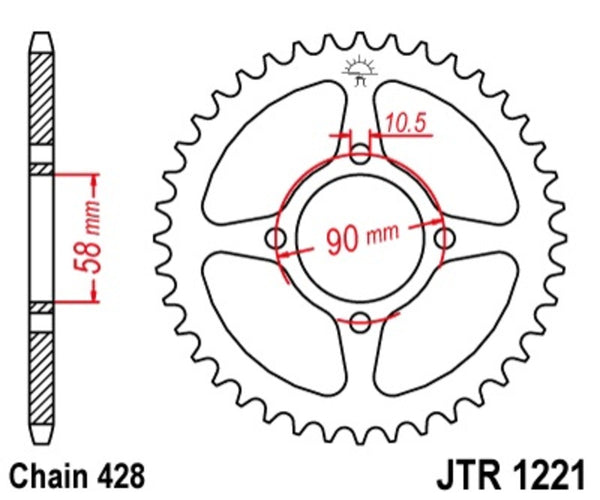 Standardní ocelový SPROCK JT Sprock 1221 - 428 JTR1221.44