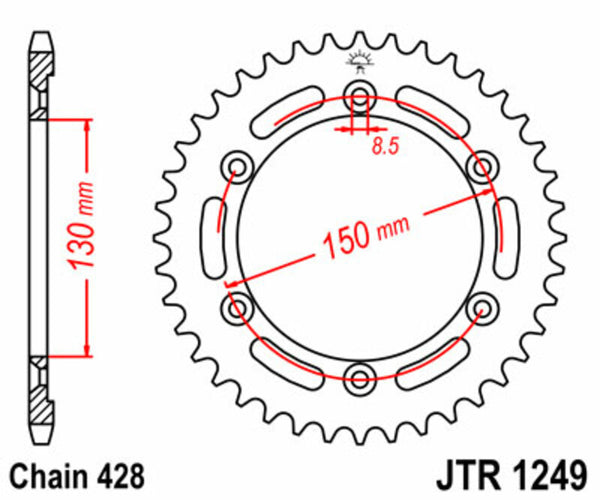 Standardní ocelový standard JT Sprock zadním Sprock 1249 - 428 JTR1249.51