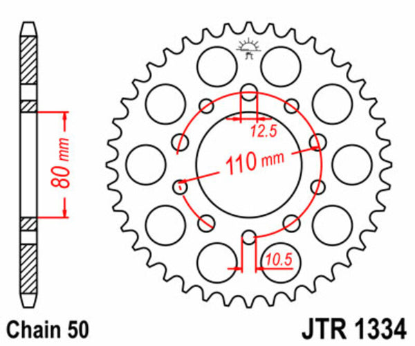 Standardní zadním sprockem JT Sprock 1334 - 530 JTR1334.43