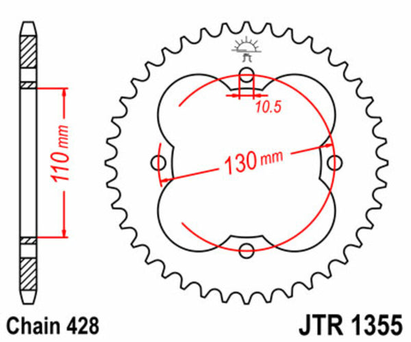 Standardní ocelový standard JT Sprock 1355 - 428 JTR1355.50