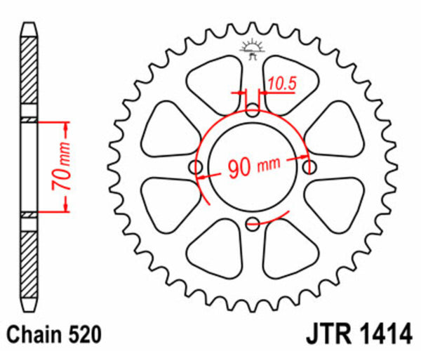 Standardní ocelový standard JT Sprock 1414 - 520 JTR1414.43