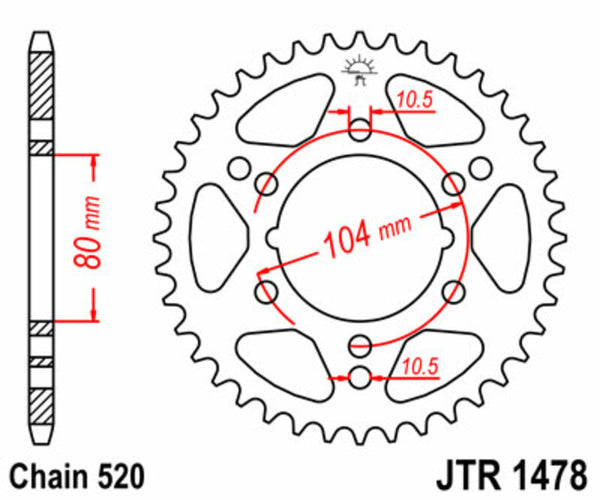 Standardní ocelový SPROCK JT Sprock 1478 - 520 JTR1478.43