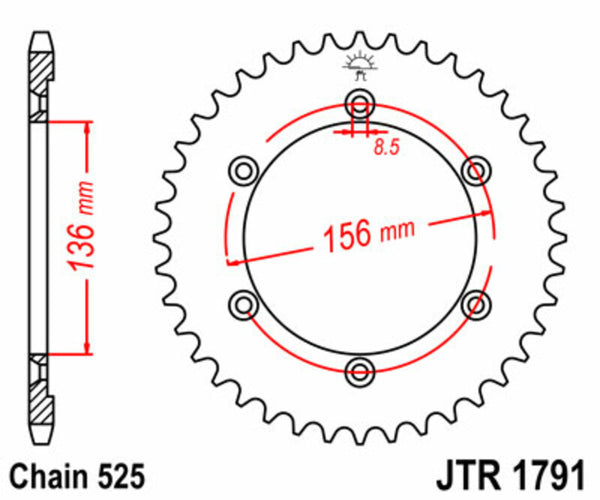JT Sprock's Steel Standard Rear Sprock 1791 - 525 JTR1791.43