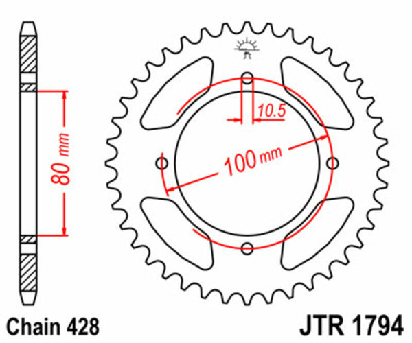 Standardní ocelový standard JT Sprock zadní Sprock 1794 - 428 JTR1794.45
