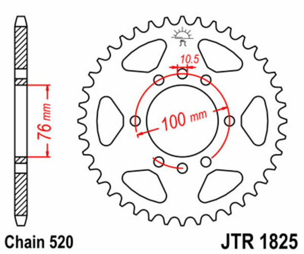 Standardní ocelový standard JT Sprock zadní Sprock 1825 - 520 JTR1825.40