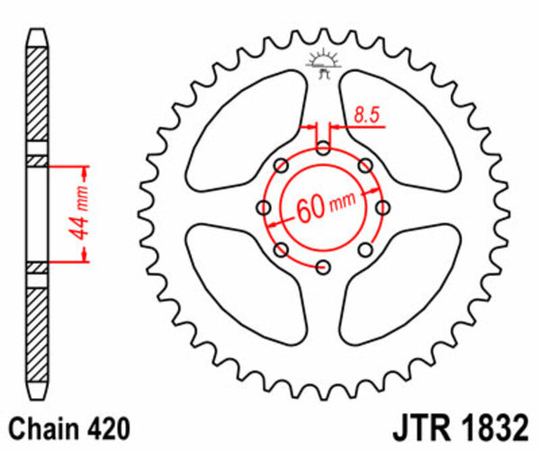 Standardní dosah společnosti JT Sprock Reach Sprock 1832 - 420 JTR1832.52