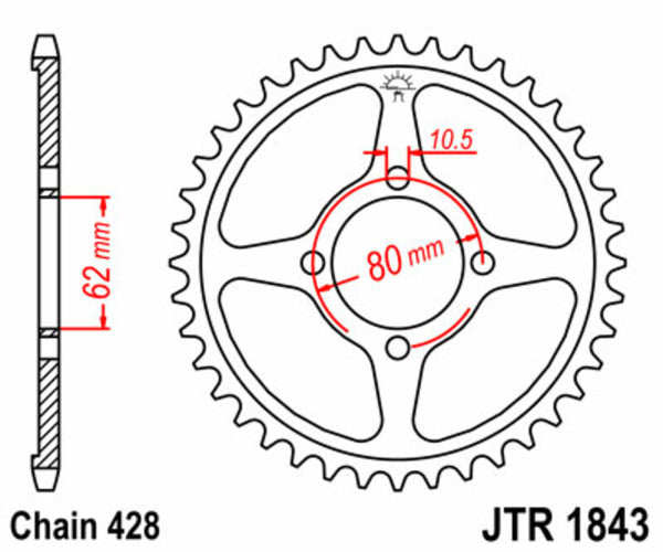 Standardní ocelář JT Sprock zadní Sprock 1843 - 428 JTR1843.54