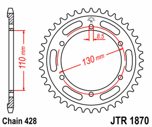 Standardní ocelový standard JT Sprock zadní Sprock 1870 - 428 JTR1870.44
