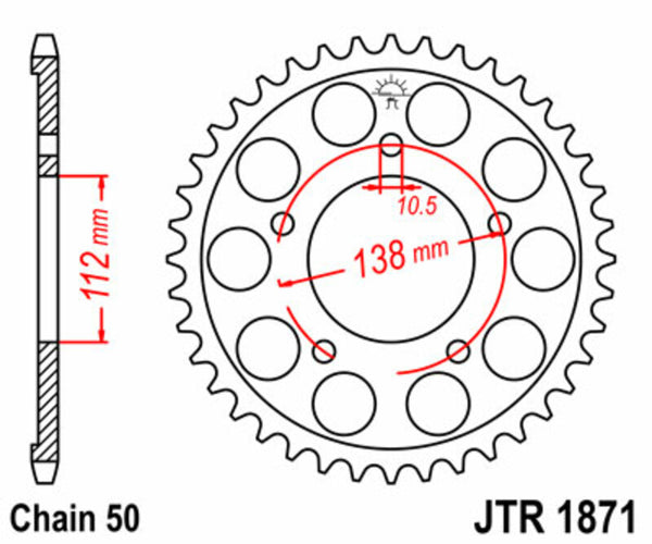 Standardní ocelový standard JT Sprock zadní Sprock 1871 - 530 JTR1871.48
