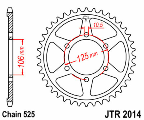 JT Sproccets Steel Standard Oply Sprock 2014 - 525 JTR2014.50