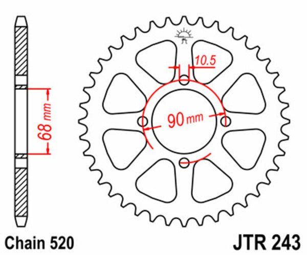 Standardní ocelový standard JT Sprock za zadní Sprock 243 - 520 JTR243.42