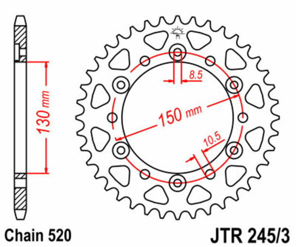 Standardní zadním sprockem JT Sprock 245/3 - 520 JTR245/3.45