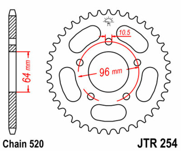 Standardní zadním sprockem JT Sprock 254 - 520 JTR254.37