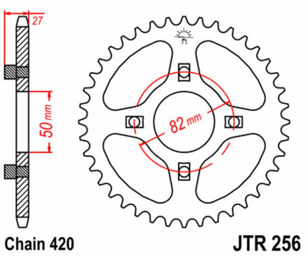 Standardní zadním sprockem JT Sprock 256 - 420 JTR256.43