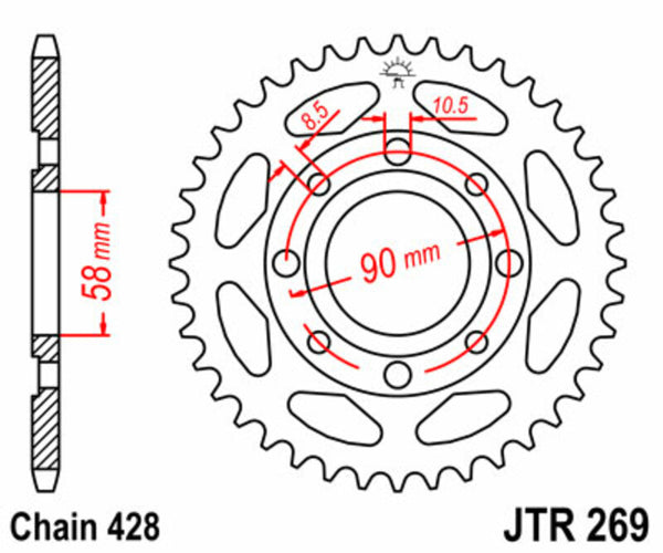 Standardní ocelový standard JT Sprock zadní Sprock 269 - 428 JTR269.41