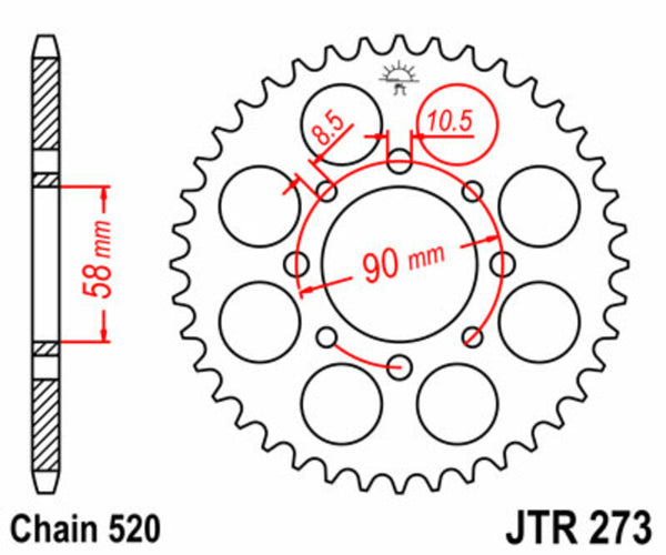 Standardní zadním Sprock JT Sprock 273 - 520 JTR273.39