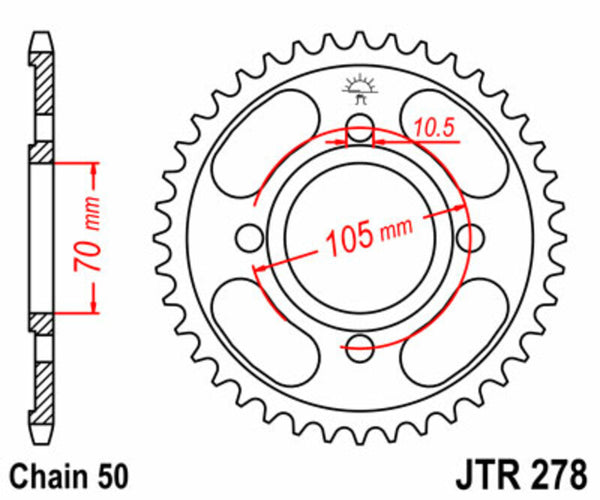 Standardní ocelový standard JT Sprock zadním sprockem 278 - 530 JTR278.38