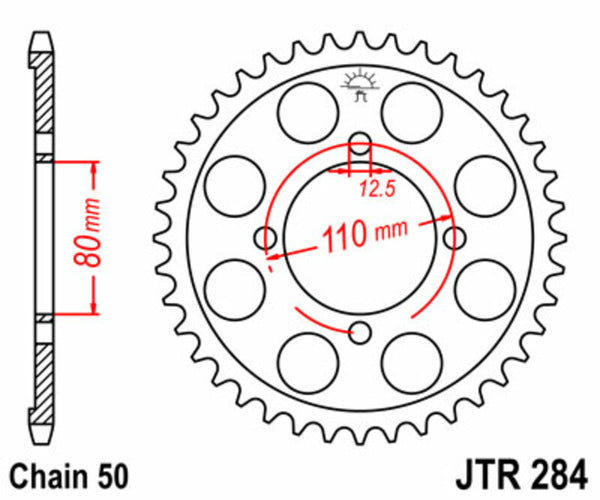 Standardní zadním sprockem JT Sprock 284 - 530 JTR284.38