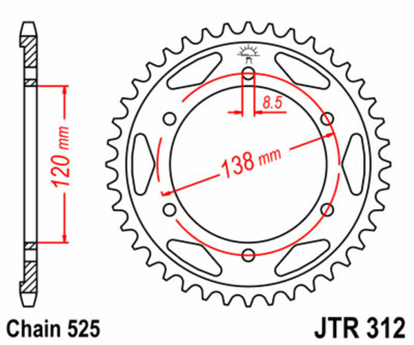 Standardní ocelový standard JT Sprock zadním Sprock 312 - 525 JTR312.40