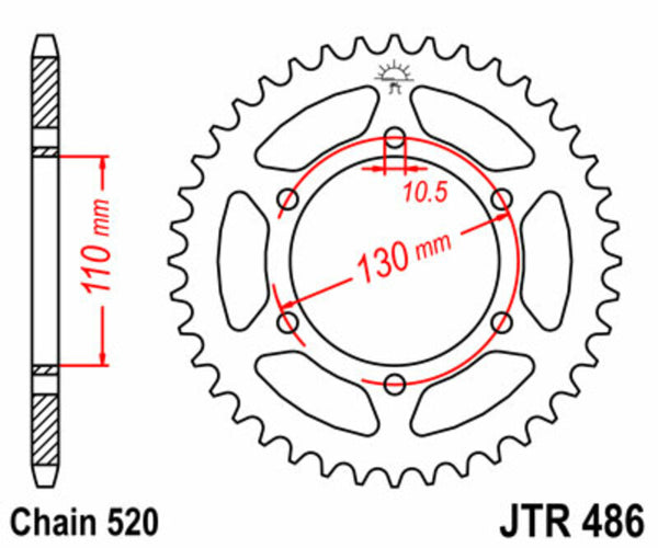 Standardní ocelový standard JT Sprocka 486 - 520 JTR486.42