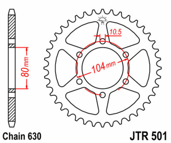 Standardní ocelový SPROCK JT Sprock 501 - 630 JTR501.33