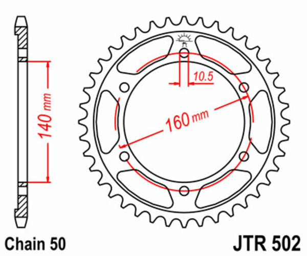 Standardní ocelový standard JT Sprock za zadní Sprock 502 - 530 JTR502.44