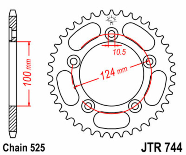 Standardní ocelový standard JT Sprock zadní Sprock 744 - 525 JTR744.39