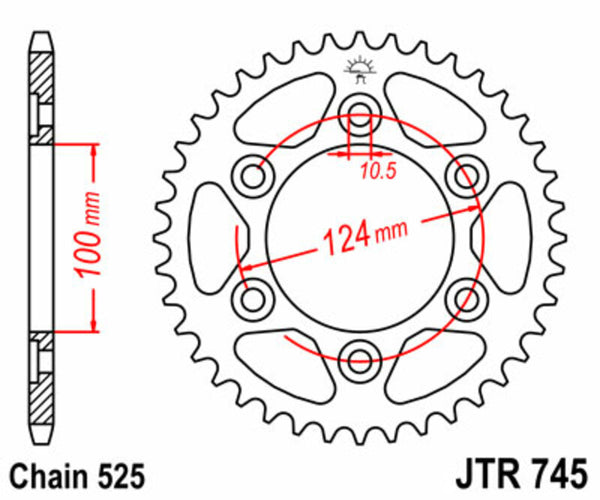 Standardní ocelový standard JT Sprock zadní Sprock 745 - 525 JTR745.42
