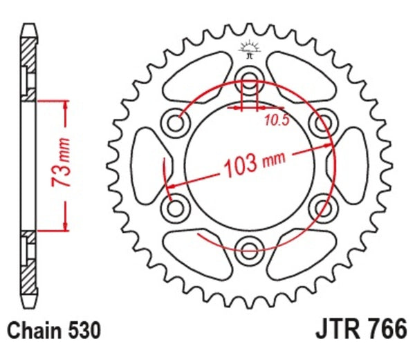 Standardní ocelový standard JT Sprock 766 - 530 JTR766.43